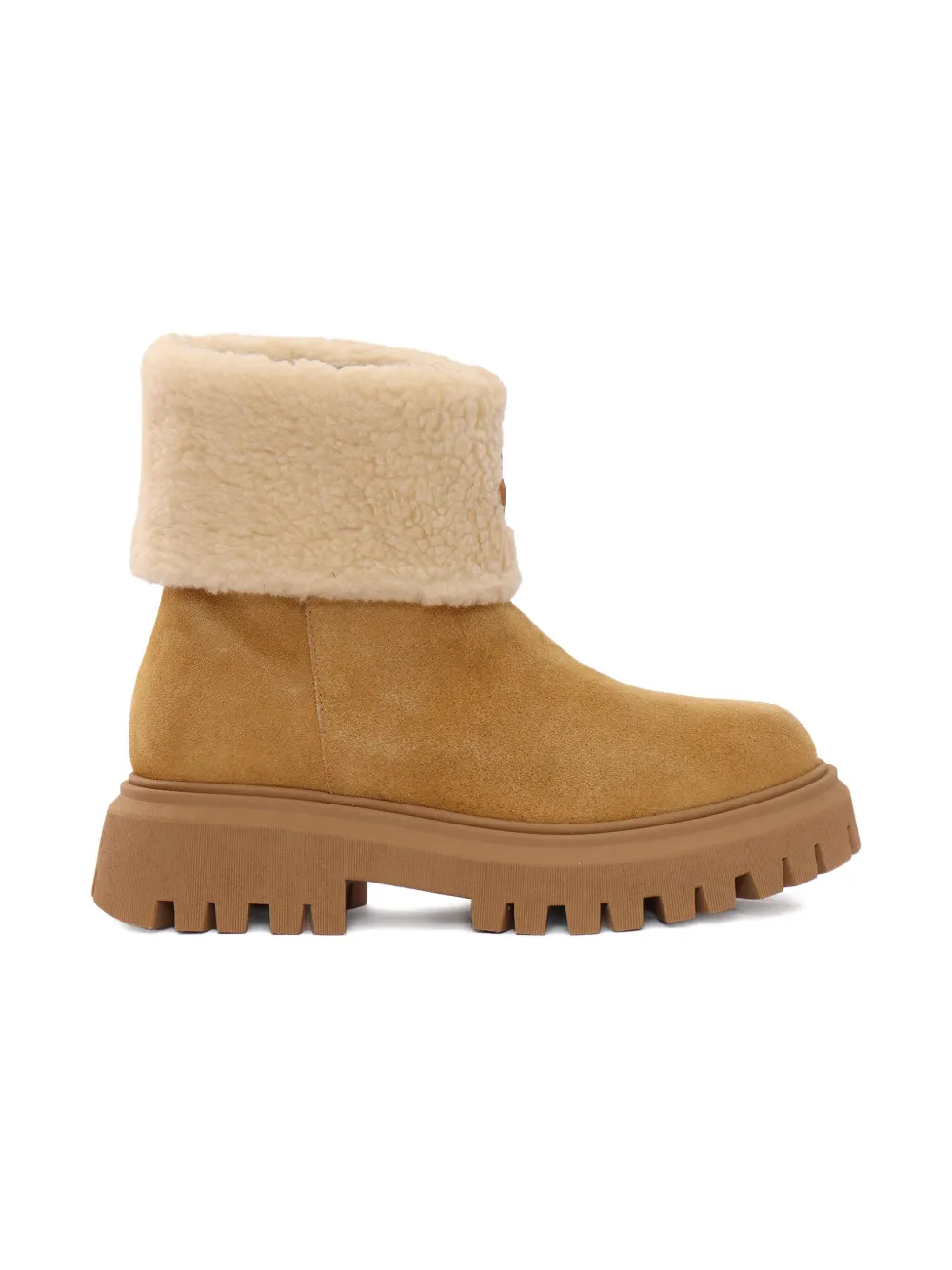 MONCLER GRENOBLE KIDS Aurea shearling-cuff leather boots Bruin