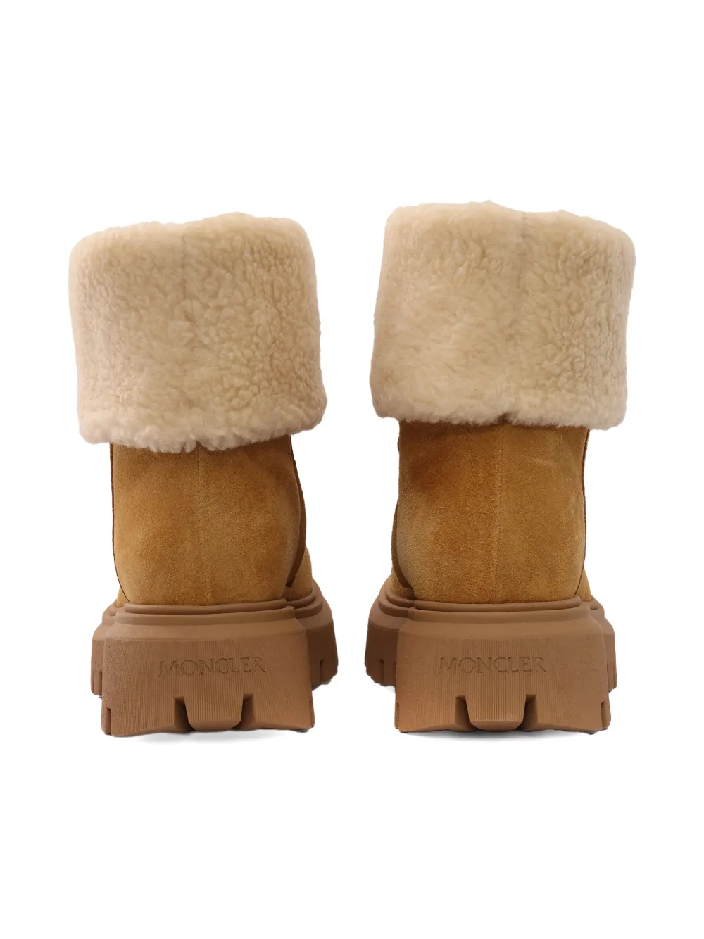 MONCLER GRENOBLE KIDS Aurea shearling-cuff leather boots Bruin