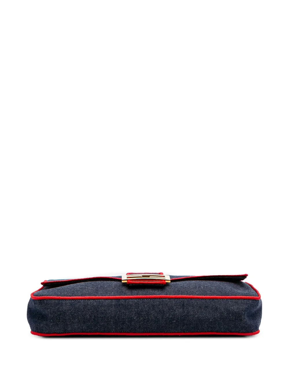 Pre-owned Fendi 2010-2025 Large Denim Baguette Satchel In Blue