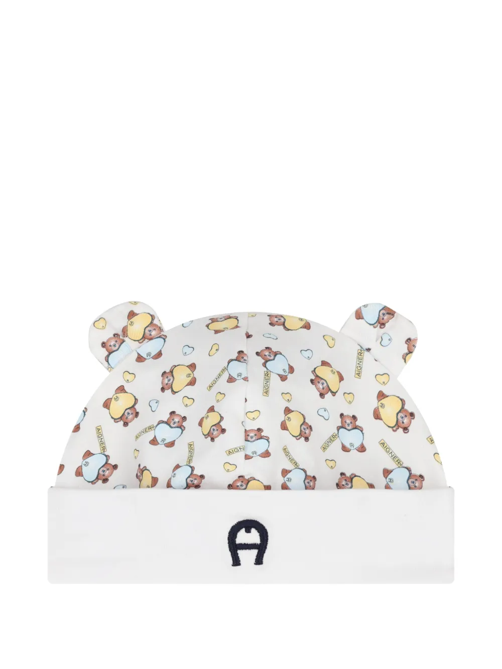 Aigner Kids teddy-bear print baby hat Wit
