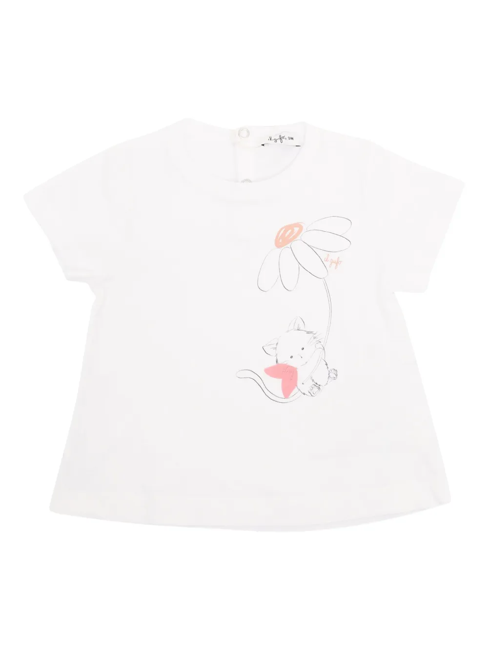 Il Gufo T-shirt met kattenprint Wit