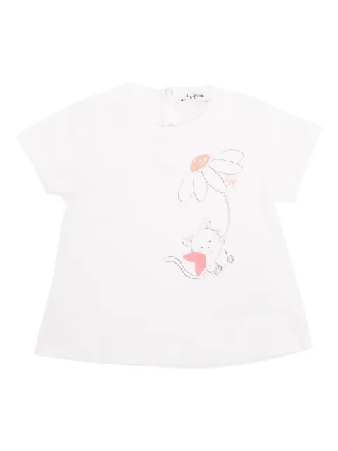 Il Gufo cat daisy print T-shirt