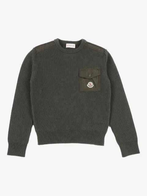 Moncler Enfant patch-pocket crew neck sweater