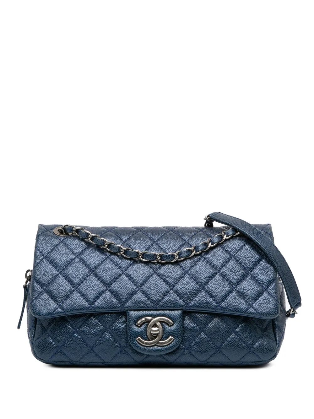 CHANEL Pre-Owned 2013-2014 Medium Quilted Iridescent Caviar Easy Flap CHANEL Pre-Owned 2013-2014 Medium Quilted Iridescent Caviar Easy Flap