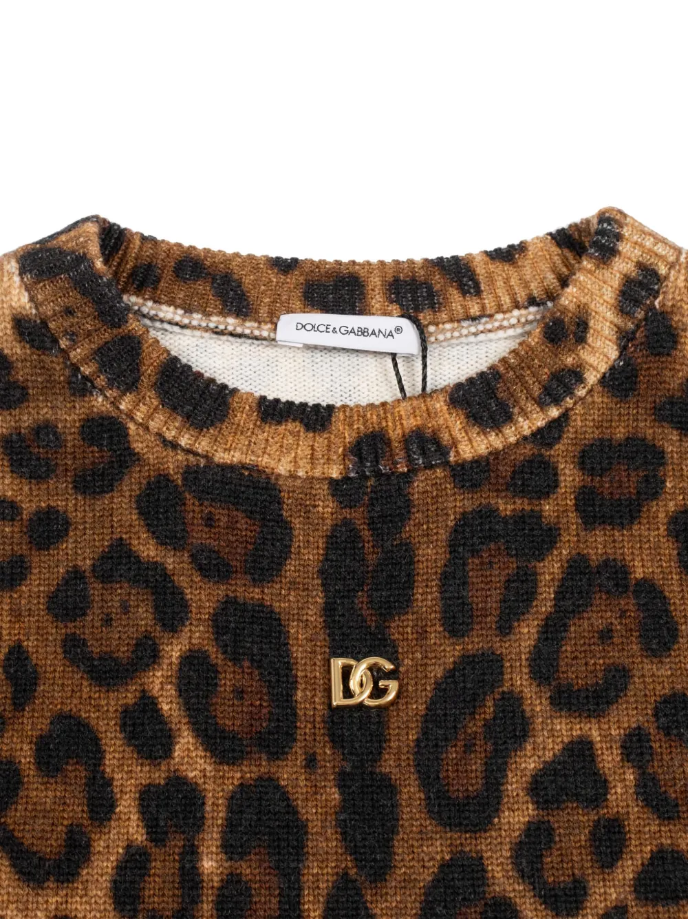 Dolce & Gabbana Kids leopard-print crew-neck pullover Bruin