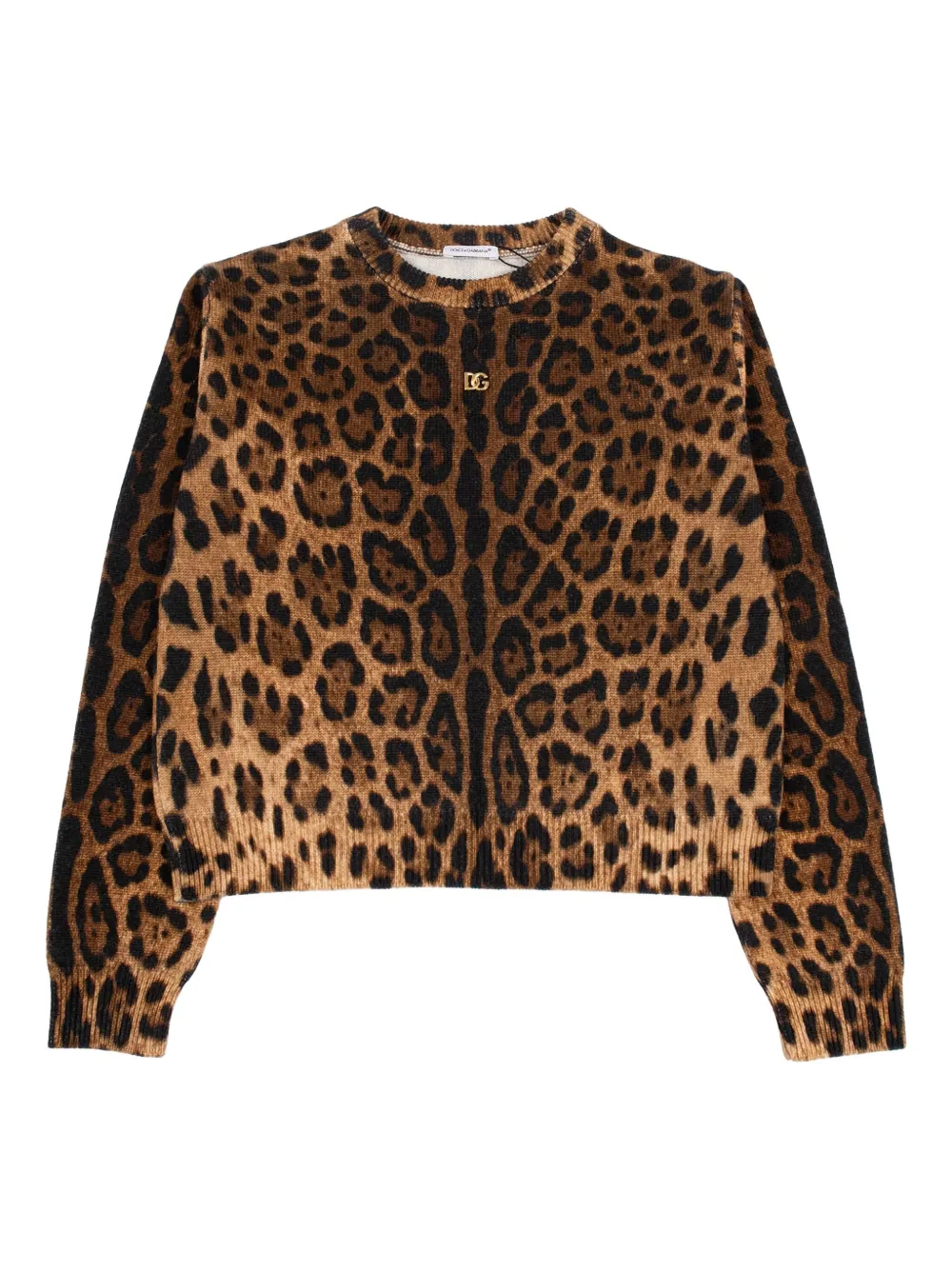 Dolce & Gabbana Kids leopard-print crew-neck pullover Bruin