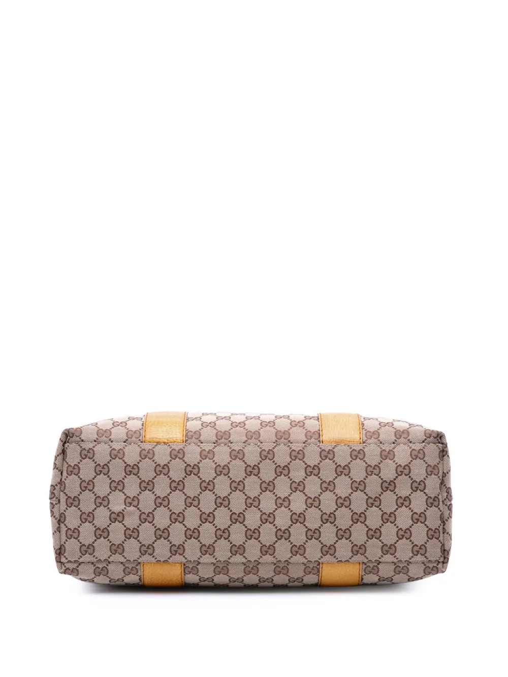 Pre-owned Gucci 2016-2025 Medium Gg Canvas Bamboo Libeccio Tote Bag In Yellow