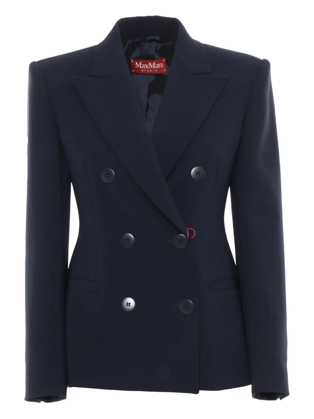 Max Mara Key blazer met dubbele rij knopen en structuur Blauw