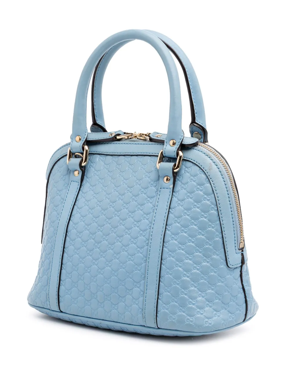 Pre-owned Gucci 2016-2025 Mini Microssima Dome Satchel In Blue