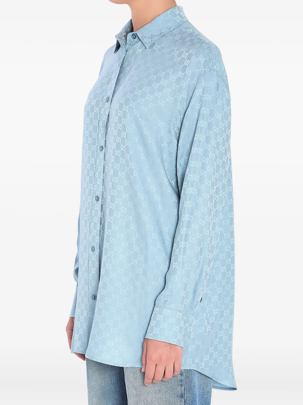 Gucci Zijden blouse met GG-monogram Blauw