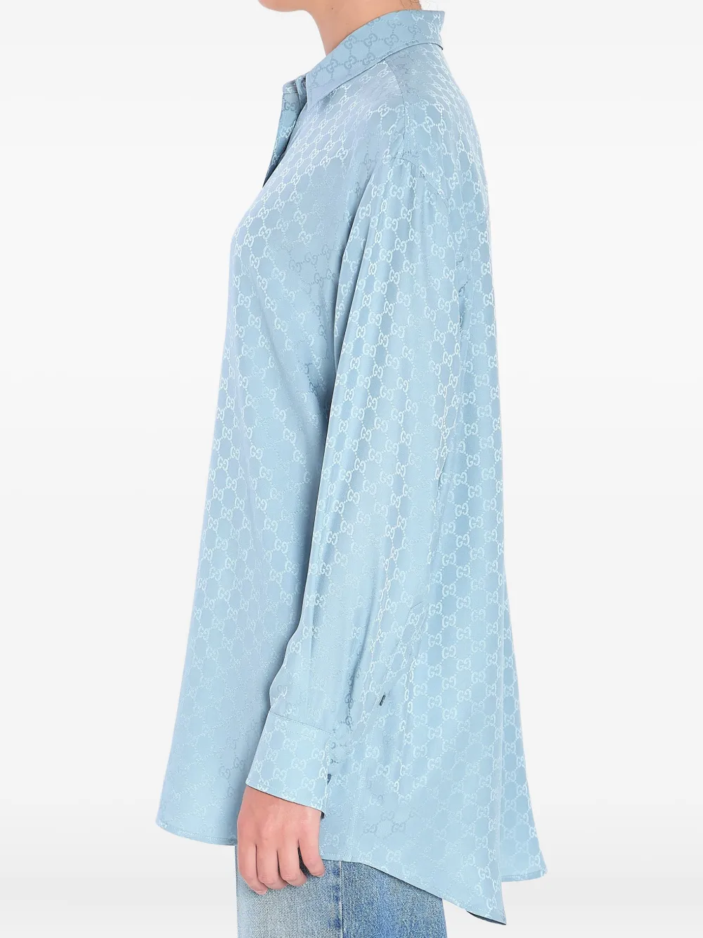Gucci Zijden blouse met GG-monogram Blauw