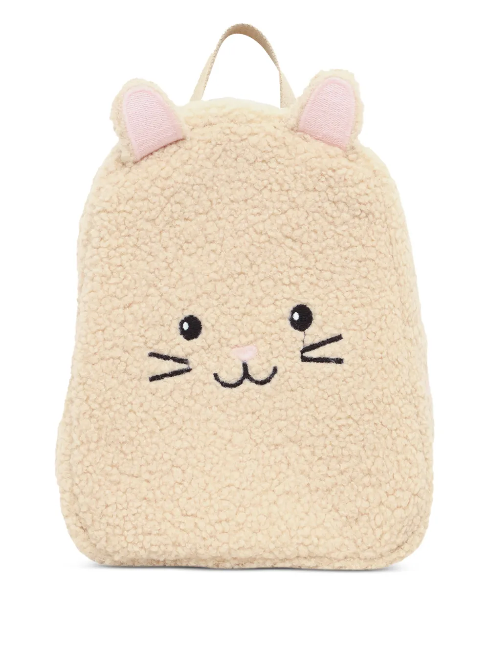 MC2 Saint Barth Kids embroidered-cat face fleece backpack | Neutrals | Image 1