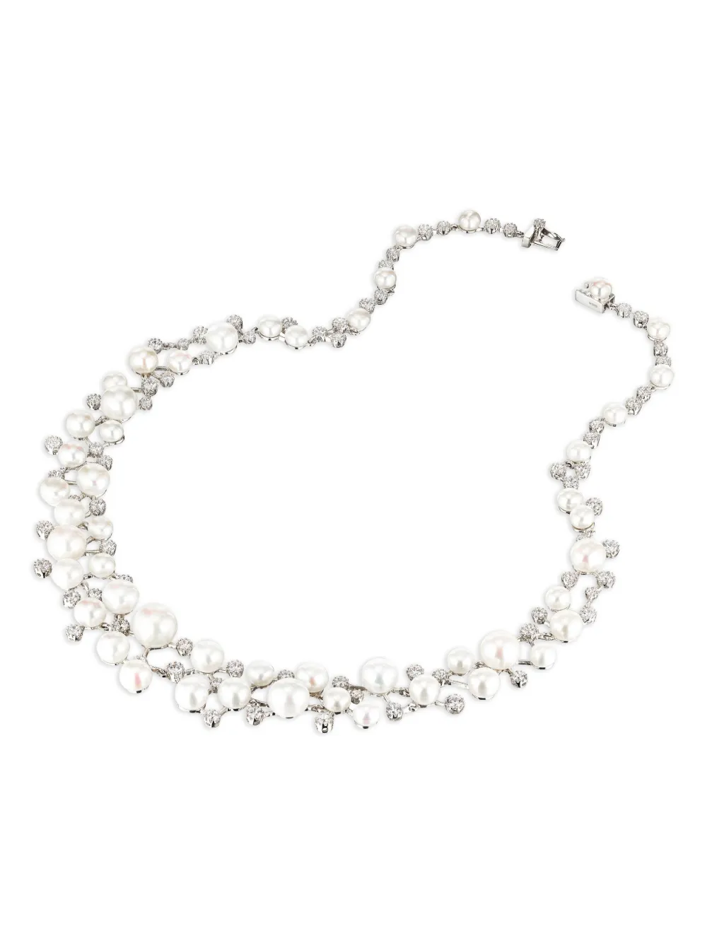 Anabela Chan Rhodium Vermeil Constellation Pearl And Diamond Necklace In Metallic