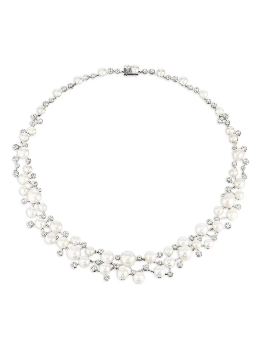 Anabela Chan Rhodium Vermeil Constellation Pearl And Diamond Necklace In Metallic