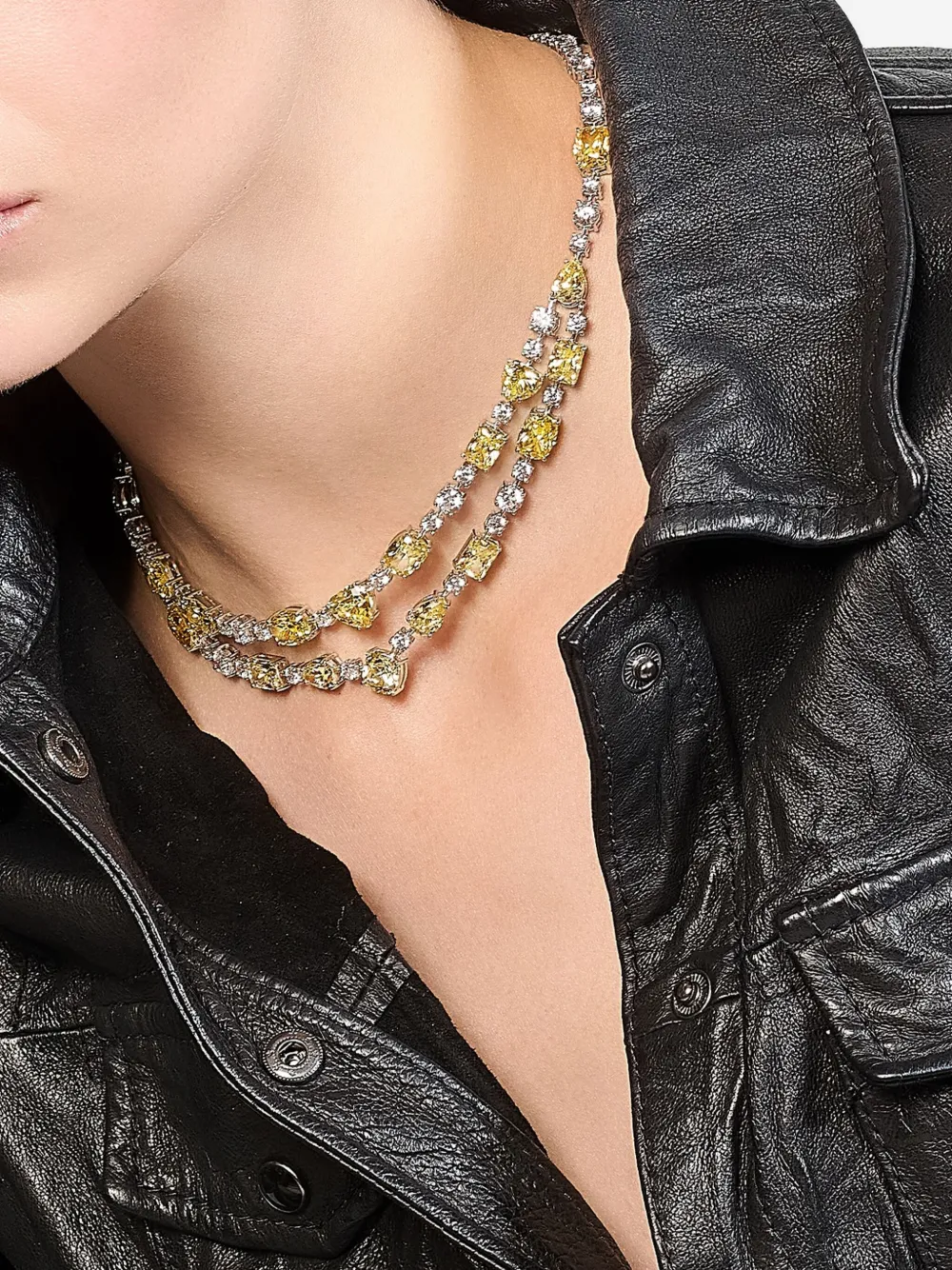 Anabela Chan Canary Love Heart Diamond Choker In Silver
