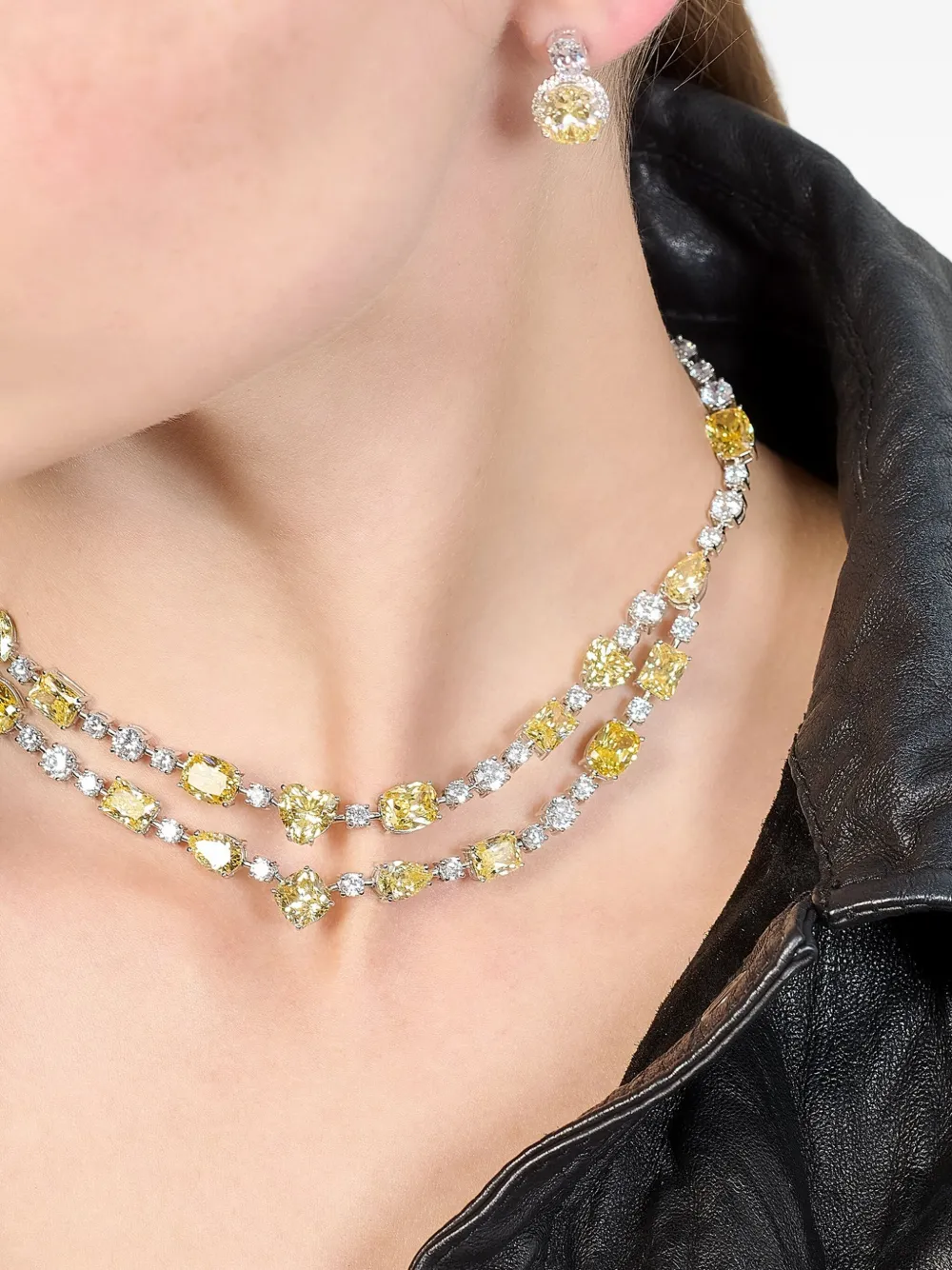 Anabela Chan Canary Love Heart Diamond Choker In Silver
