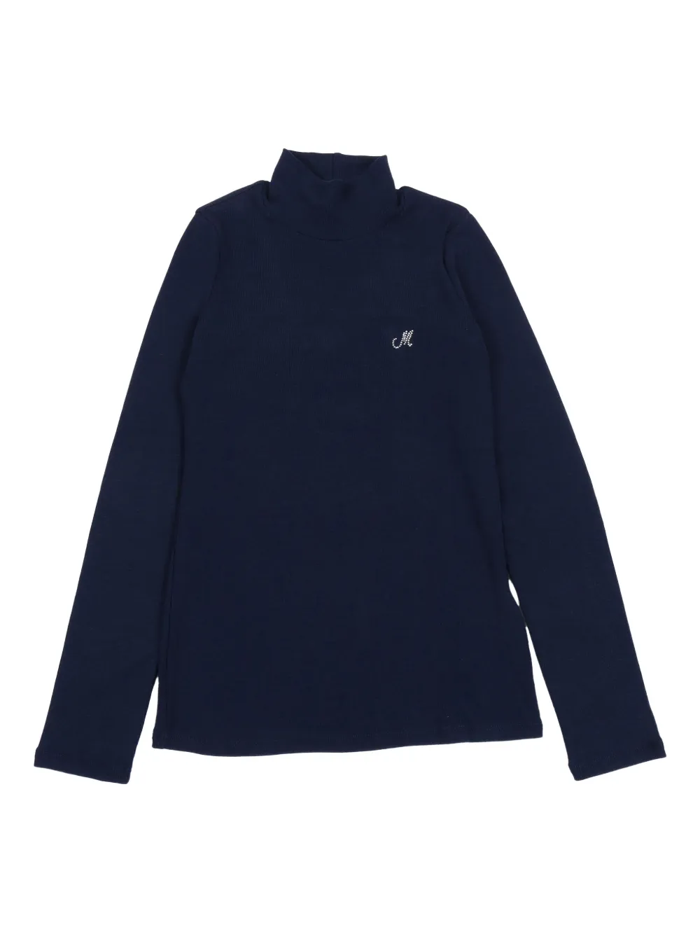 Monnalisa Ribbed Turtleneck Long-sleeved T-shirt In Blue