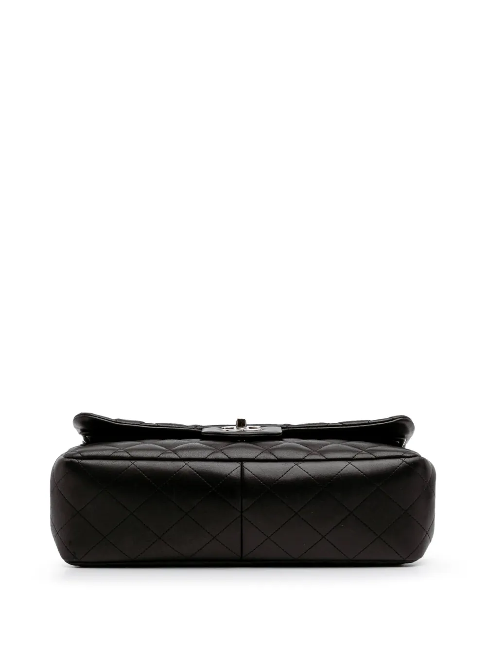 Pre-owned Chanel 2010-2011 Jumbo Classic Lambskin Double Flap Shoulder Bag In Black