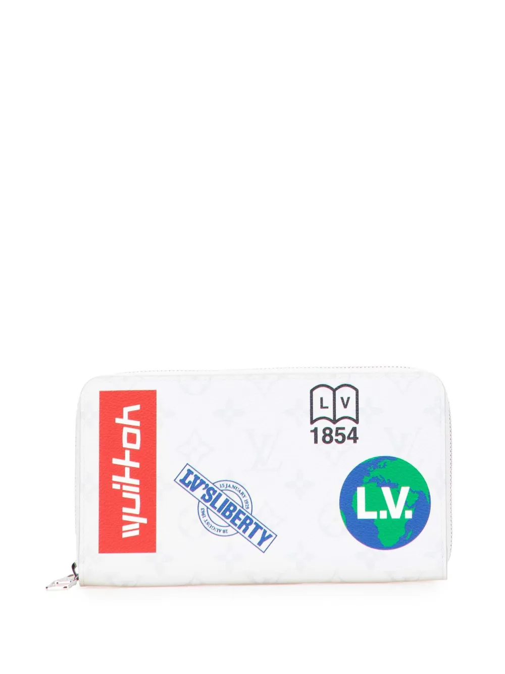 Pre-owned Louis Vuitton 2019 Monogram Logo Story Zippy Wallet Long Wallets In White