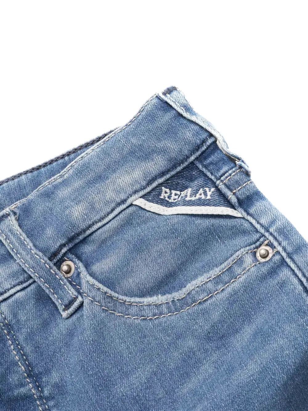 Replay Jeans met franje afwerking Blauw