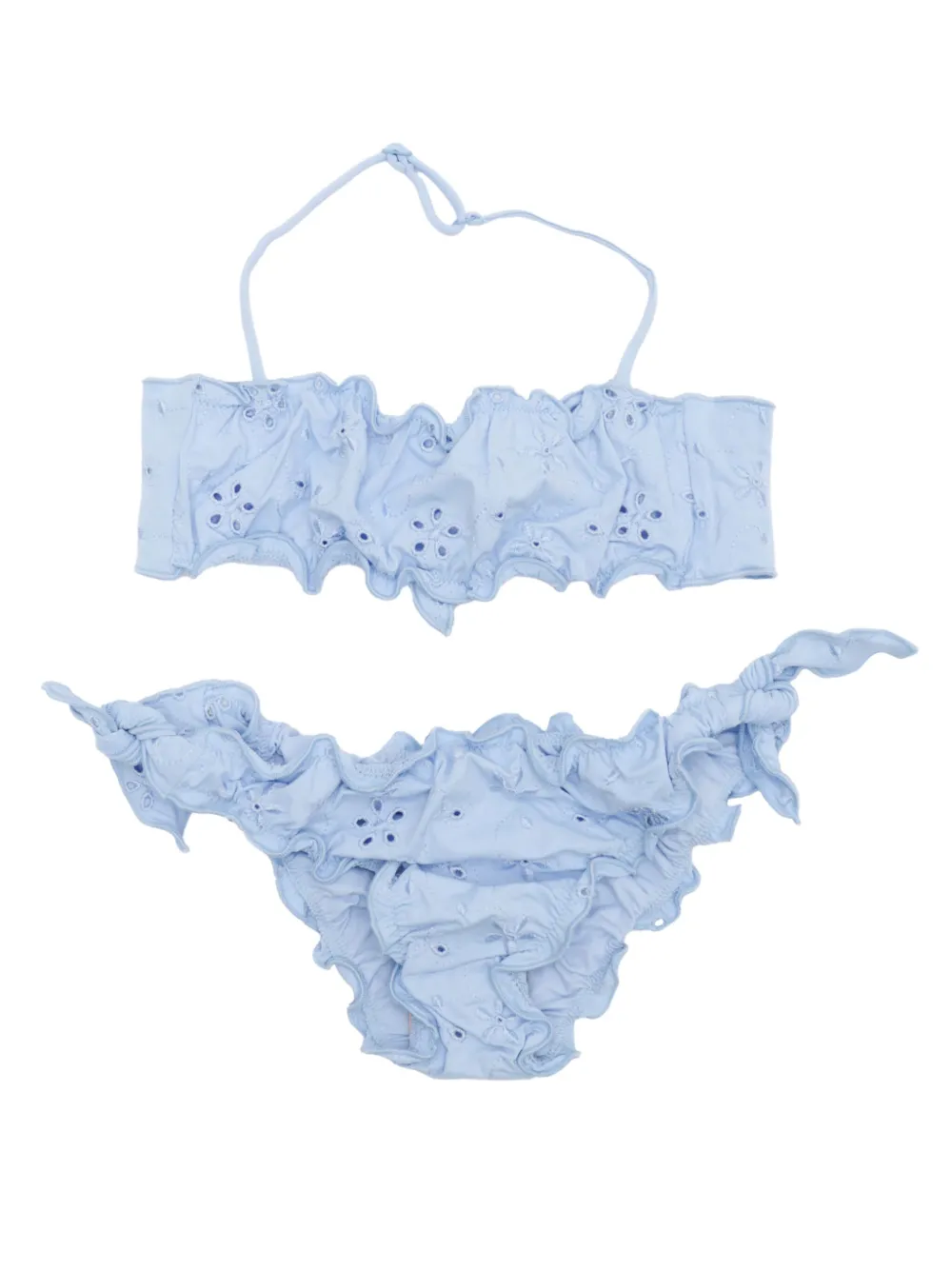 MC2 Saint Barth Kids Bikinislip met geborduurd ringlets en ruches Blauw