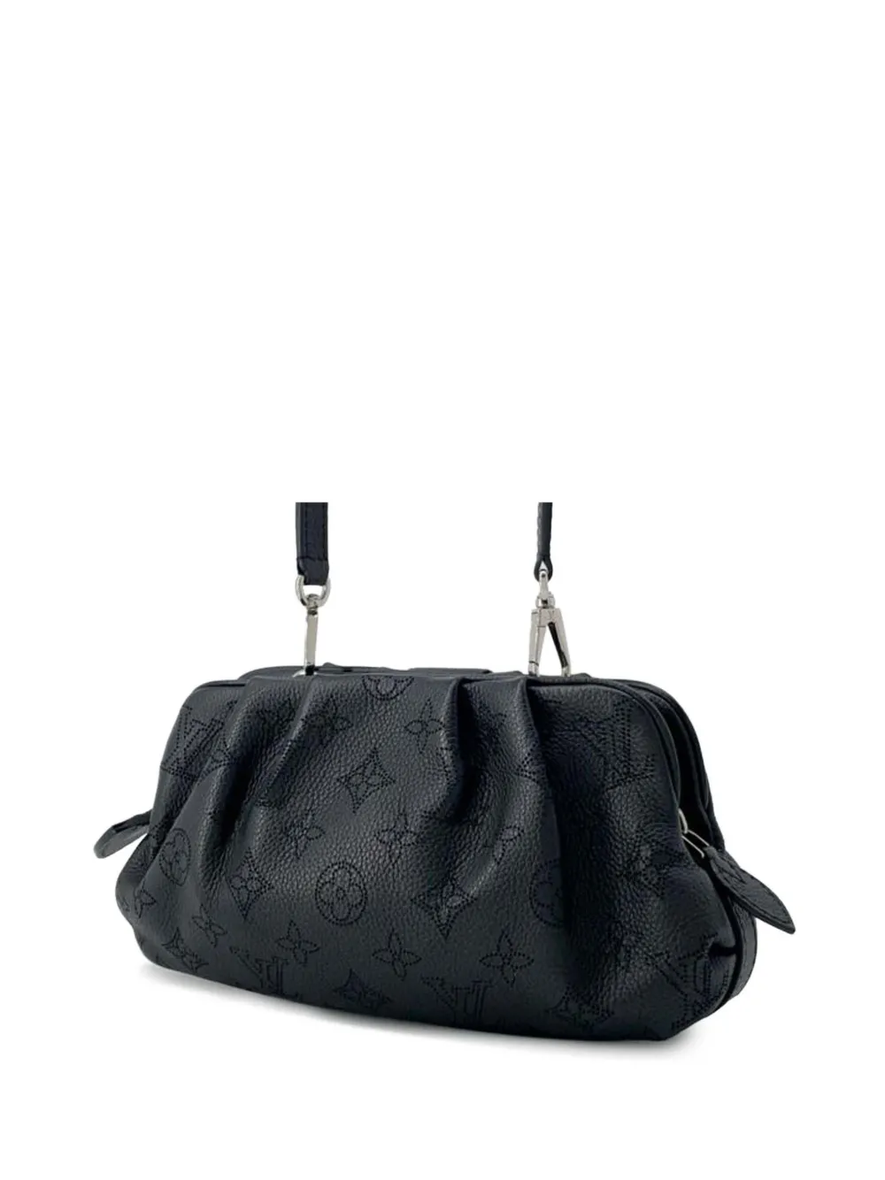 Pre-owned Louis Vuitton 2020-2025 Monogram Mahina Scala Mini Pouch Crossbody Bag In Black