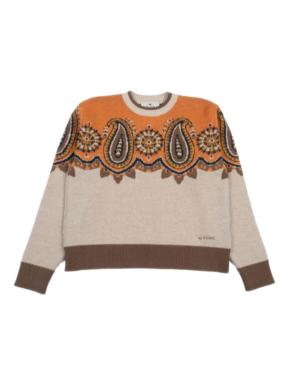 ETRO KIDS Trui met paisley-print en ronde hals Bruin