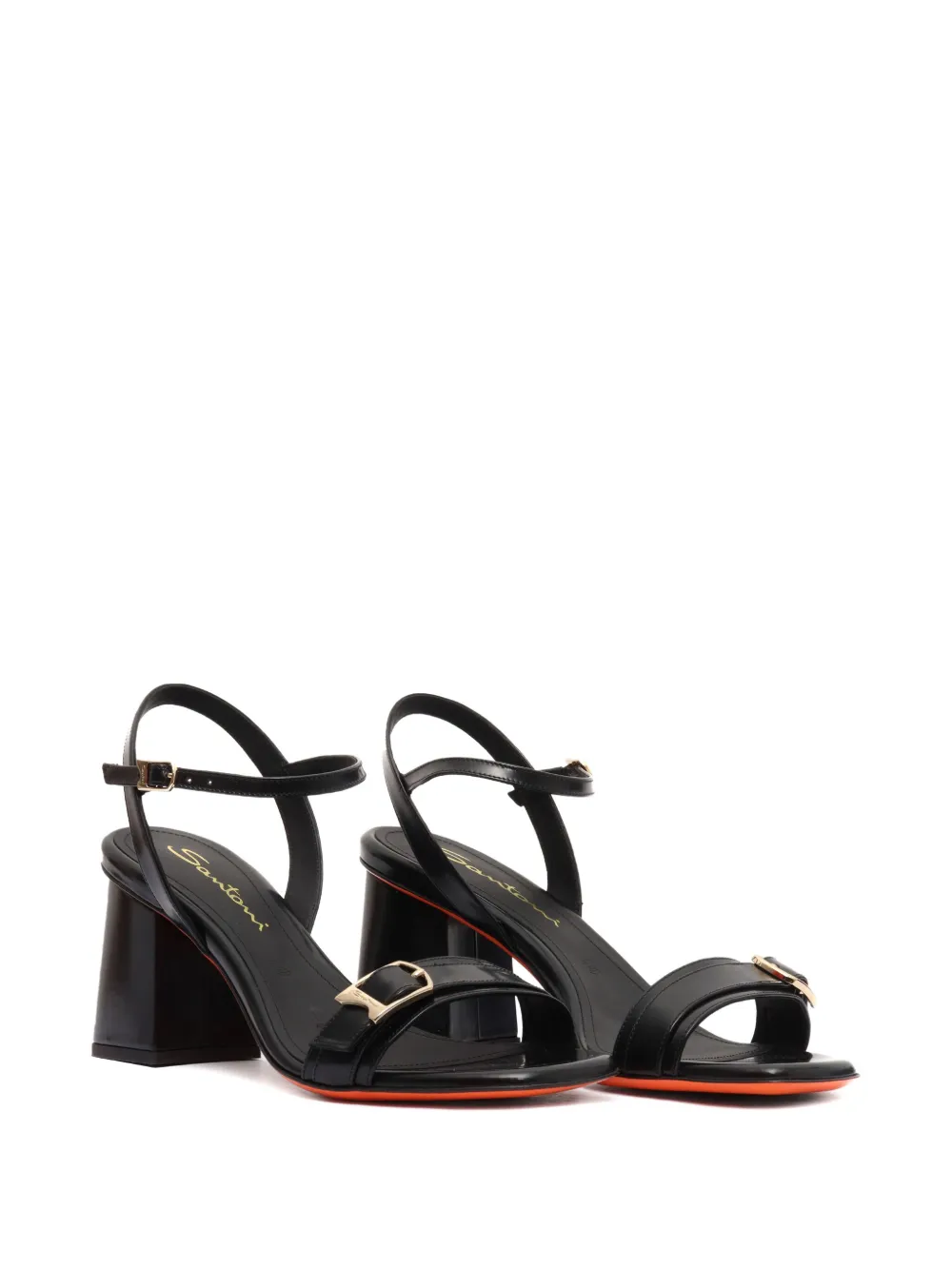 Santoni buckle-detail block-heel sandals Black