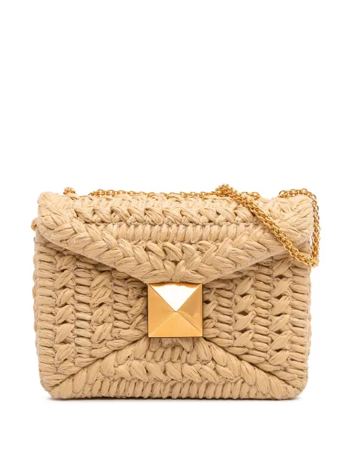 Valentino Garavani Pre-Owned 2018-2025 kleine Raffia One Stud crossbodytas