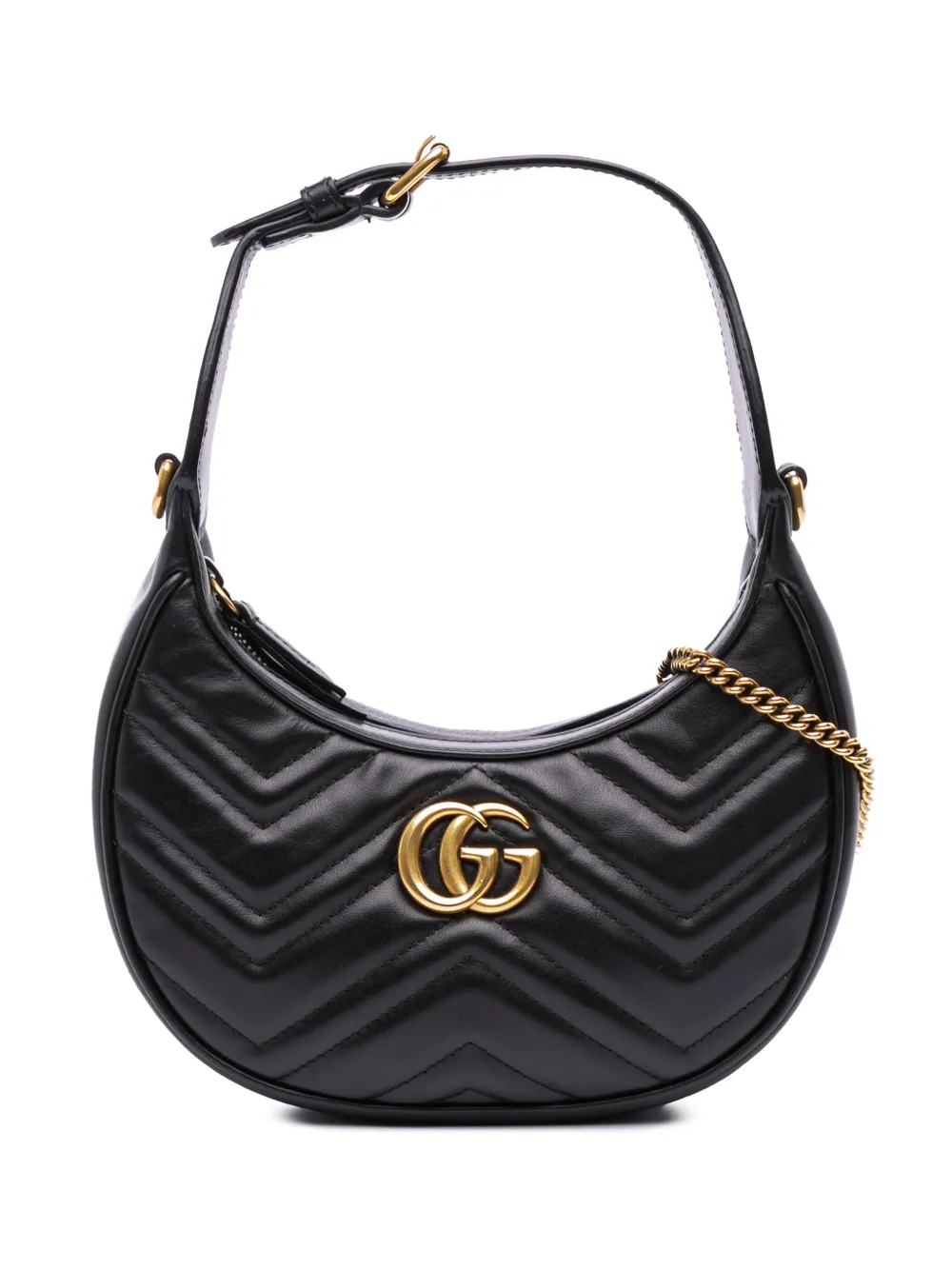 Gucci Pre-Owned 2016-2025 Mini GG Marmont Half Moon Bag satchel - ブラック Gucci Pre-Owned 2016-2025 Mini GG Marmont Half Moon Bag satchel - ブラック