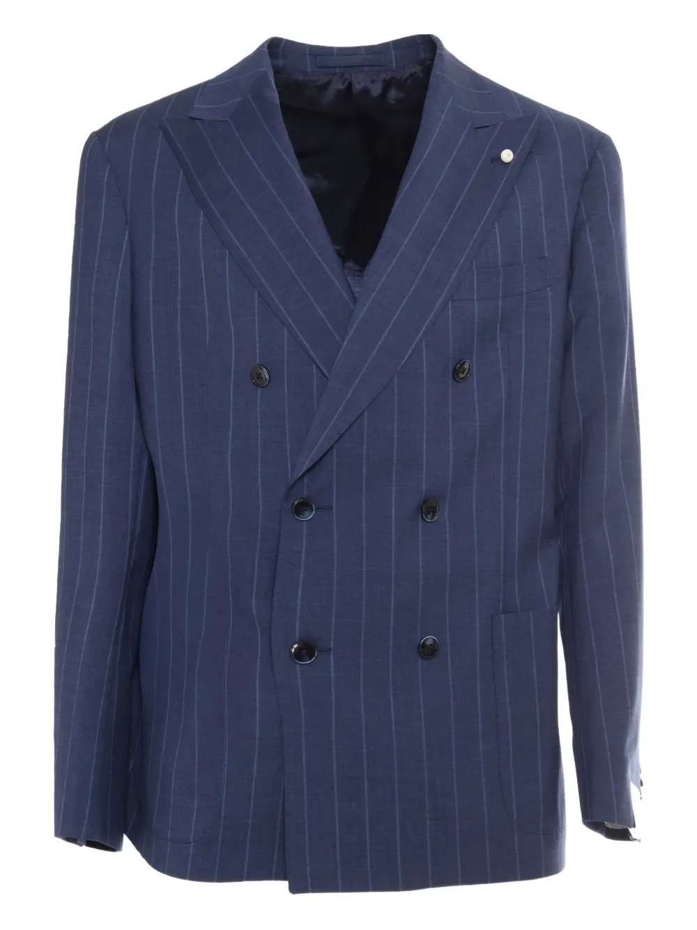 LUIGI BIANCHI MANTOVA Blazer doppiopetto gessato - Blu