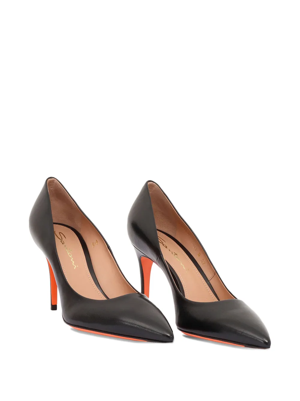 Santoni 85mm pointed-toe pumps Black