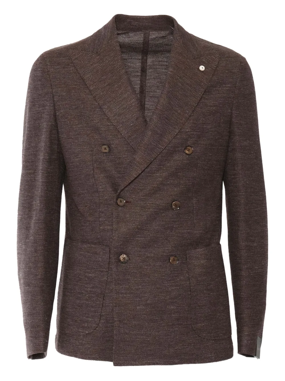 double-breasted linen-blend jacket