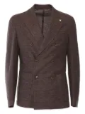BRANDO double-breasted linen-blend jacket - Brown