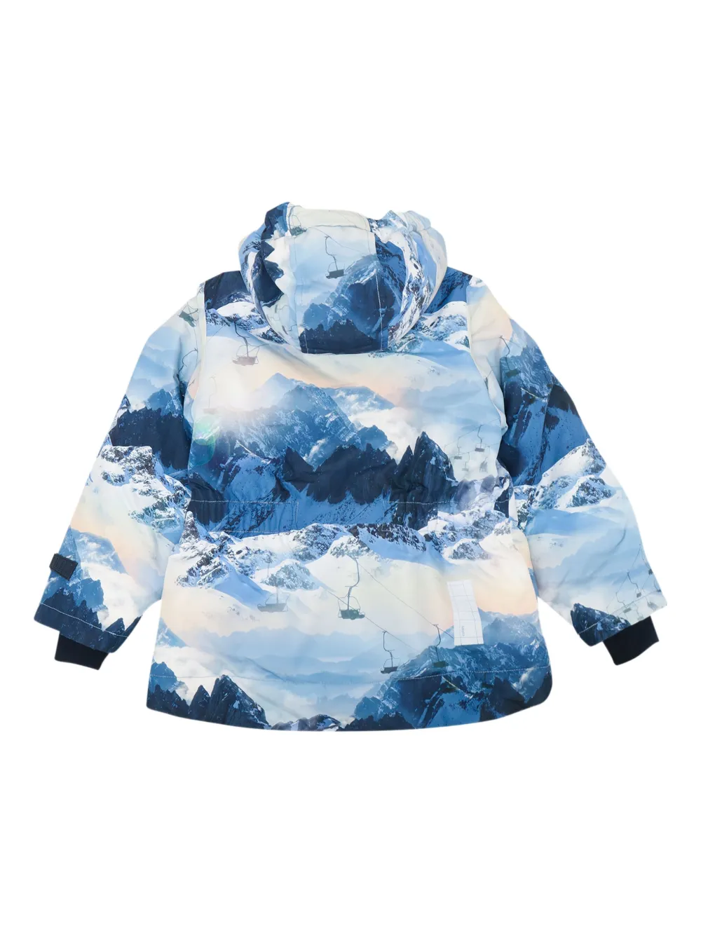 Molo Jas met capuchon en bergprint Blauw