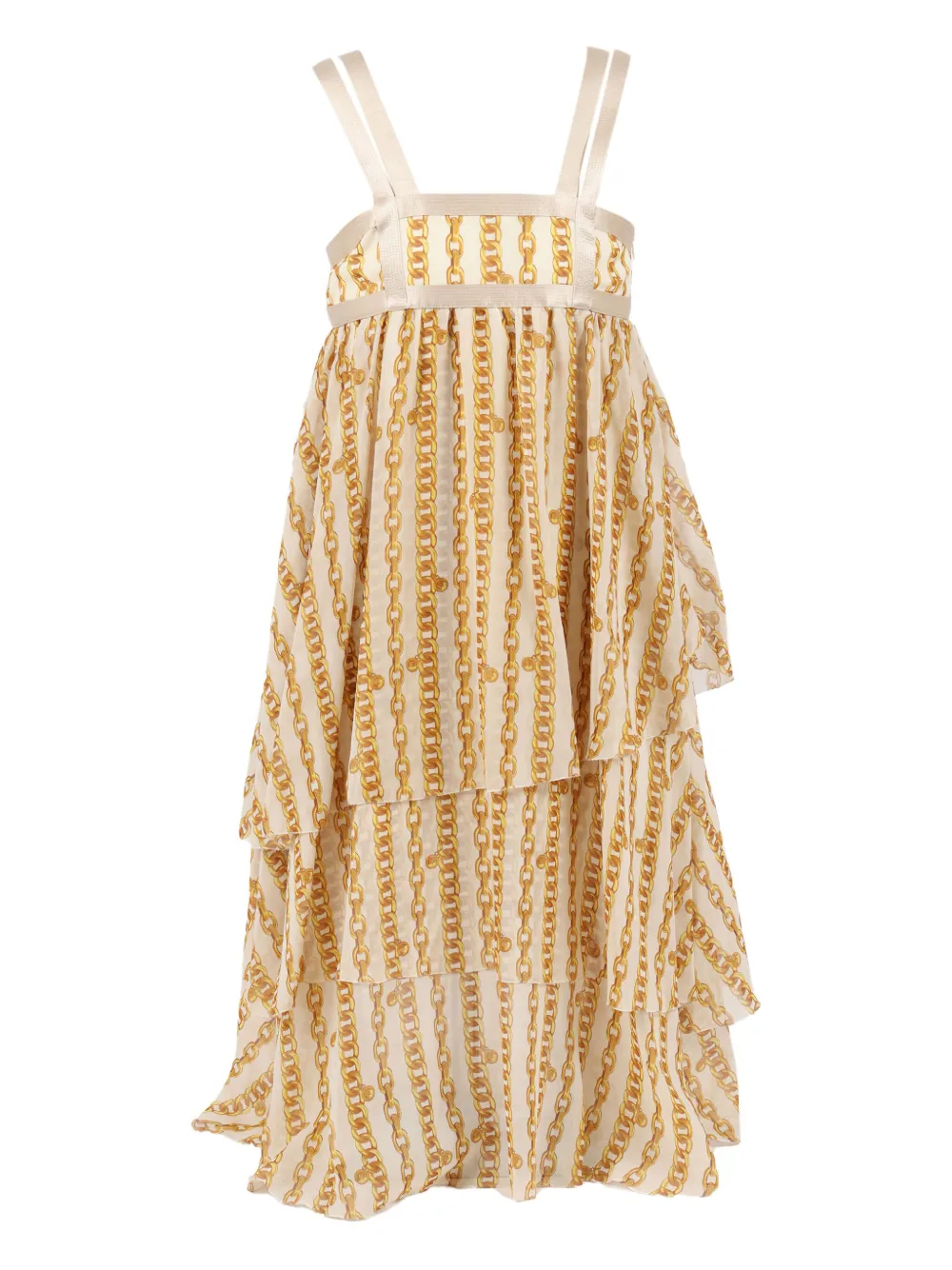 Versace Kids Jurk met kettingprint Beige