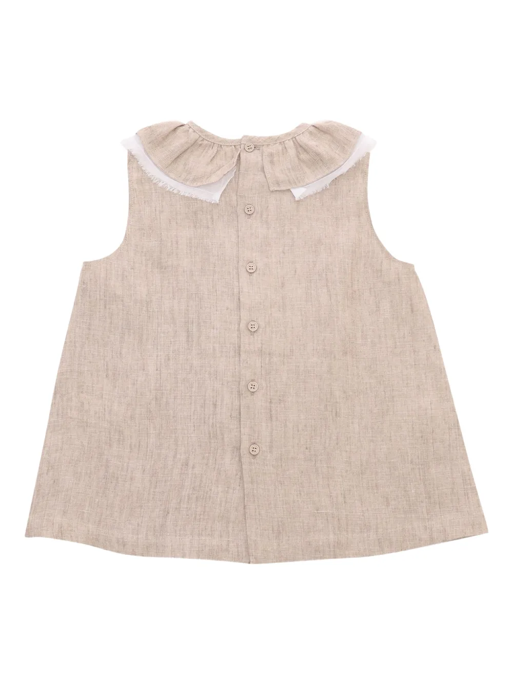 Il Gufo Mouwloze top met ruchekraag Beige