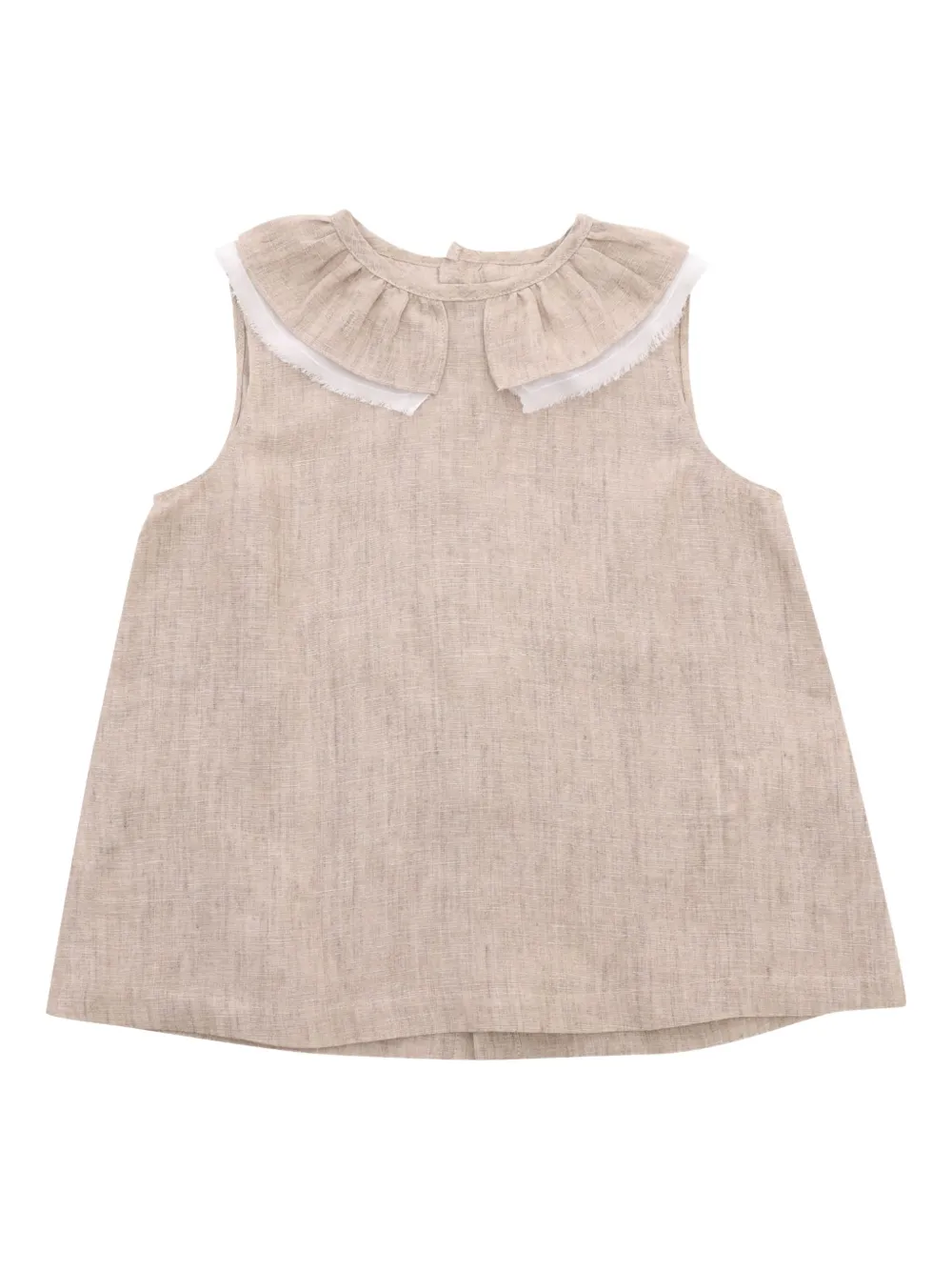 Il Gufo Mouwloze top met ruchekraag Beige