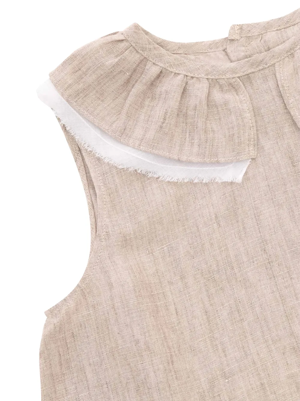 Il Gufo Mouwloze top met ruchekraag - Beige