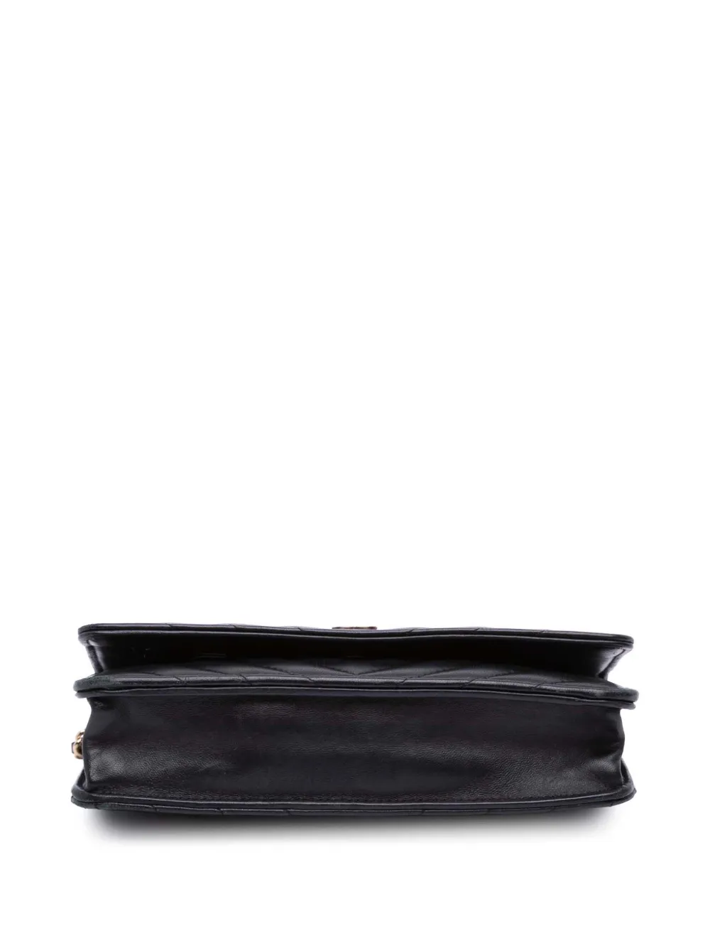 Pre-owned Chanel 2017-2018 Cc Chevron Lambskin Wallet On Chain Crossbody Bag In Black