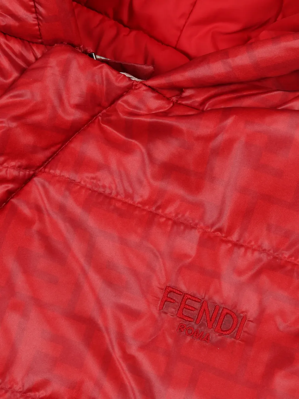 Fendi Kids Gewatteerd jack met FF-logo Rood