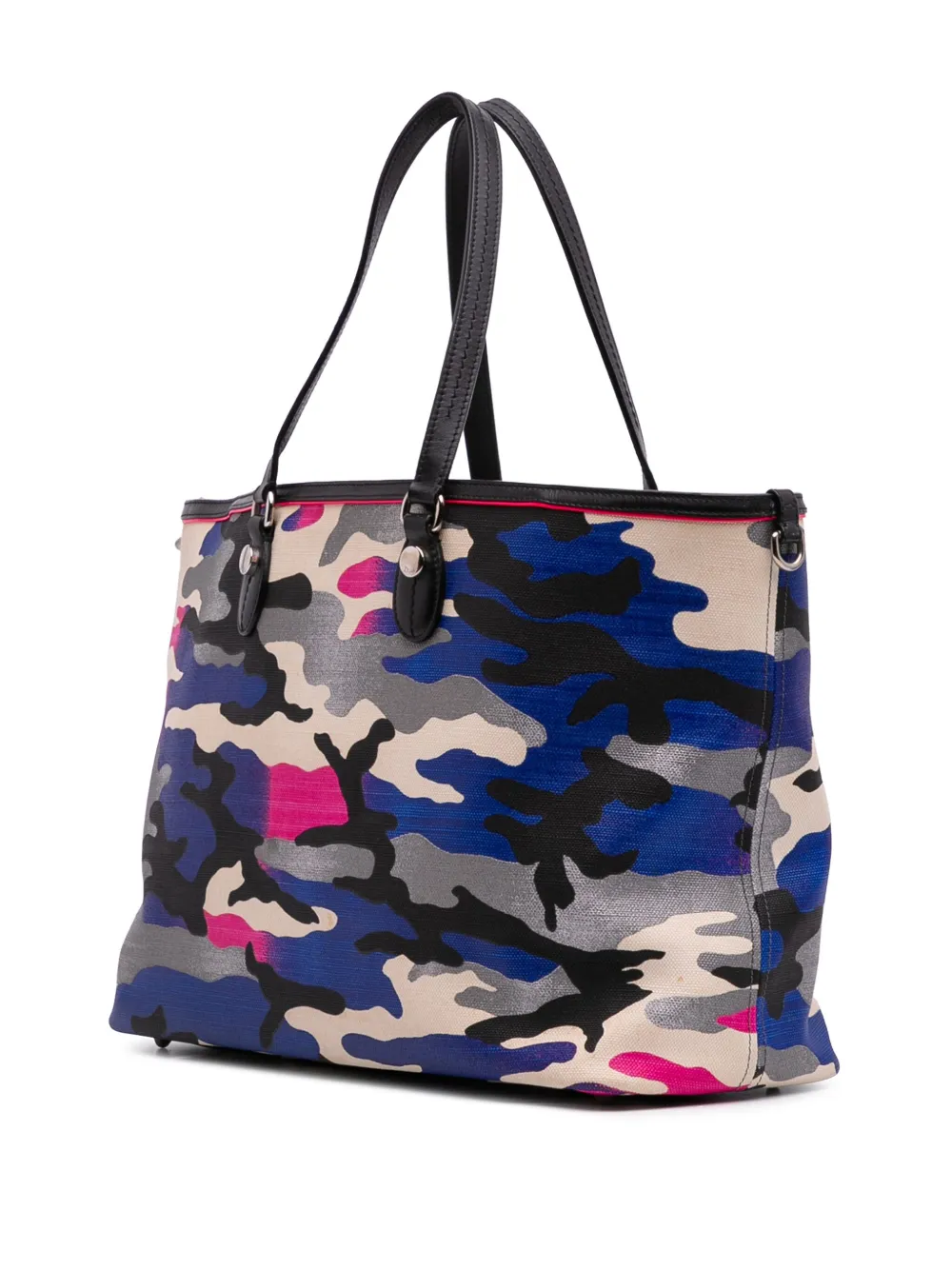 Pre-owned Dior 2011 Anselm Reyle Large Canvas Camoflage Tote Satchel In Gray