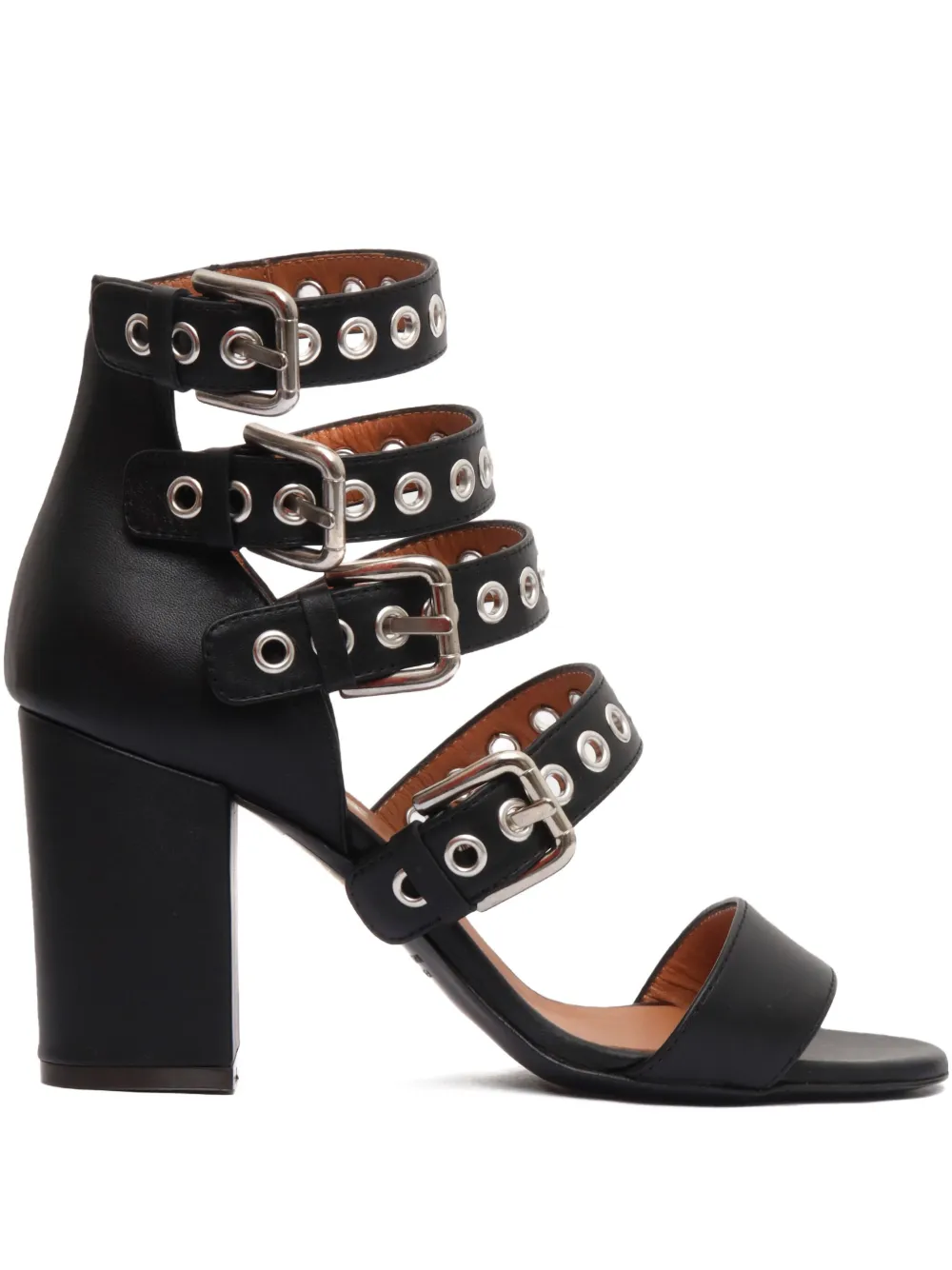 Via Roma 15 80mm buckle-detail eyelet sandals Black