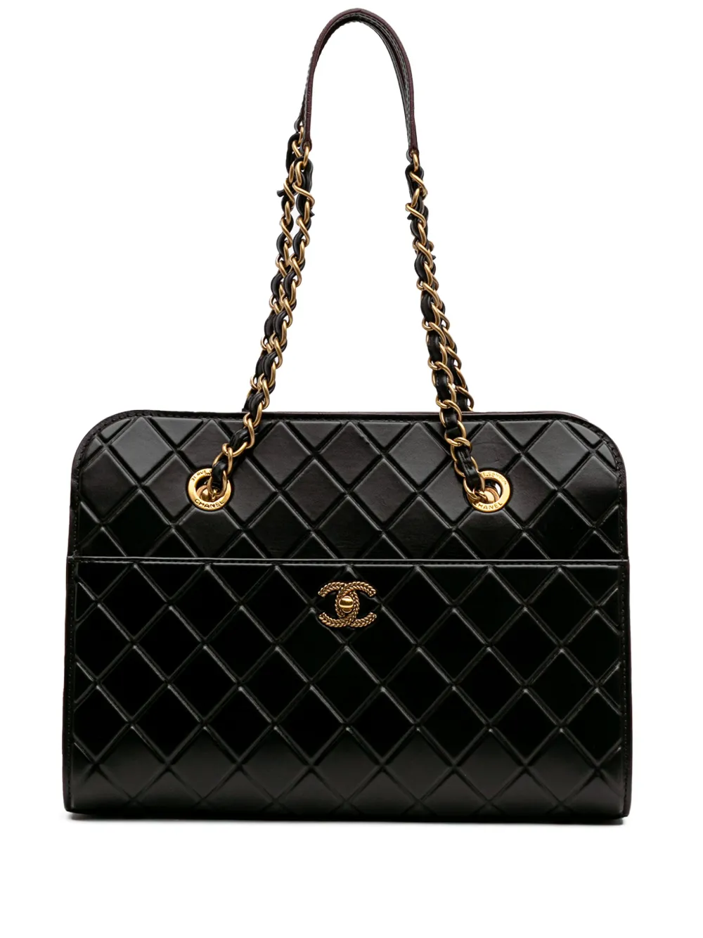 CHANEL Pre-Owned 2015-2016 CC Quilted Calfskin Front Pocket Shopping CHANEL Pre-Owned 2015-2016 CC Quilted Calfskin Front Pocket Shopping