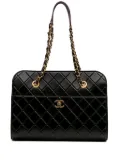 CHANEL Pre-Owned 2015-2016 CC Quilted Calfskin Front Pocket Shopping tote bag - Black