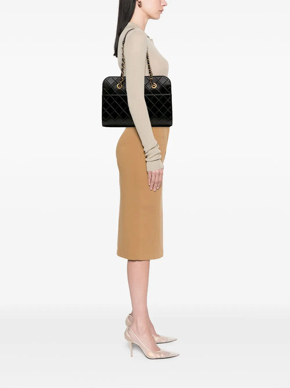 CHANEL Pre-Owned 2015-2016 CC Quilted Calfskin Front Pocket Shopping tote bag | Pre-Owned | Image 2