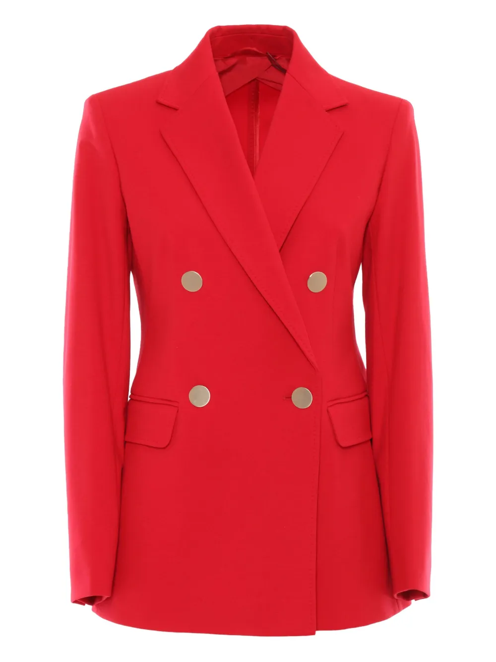 Max Mara Tailored Double-breasted Jersey Jacket With Gold-tone Buttons In Red