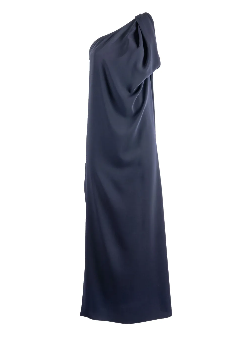 one-shoulder draped day dress
