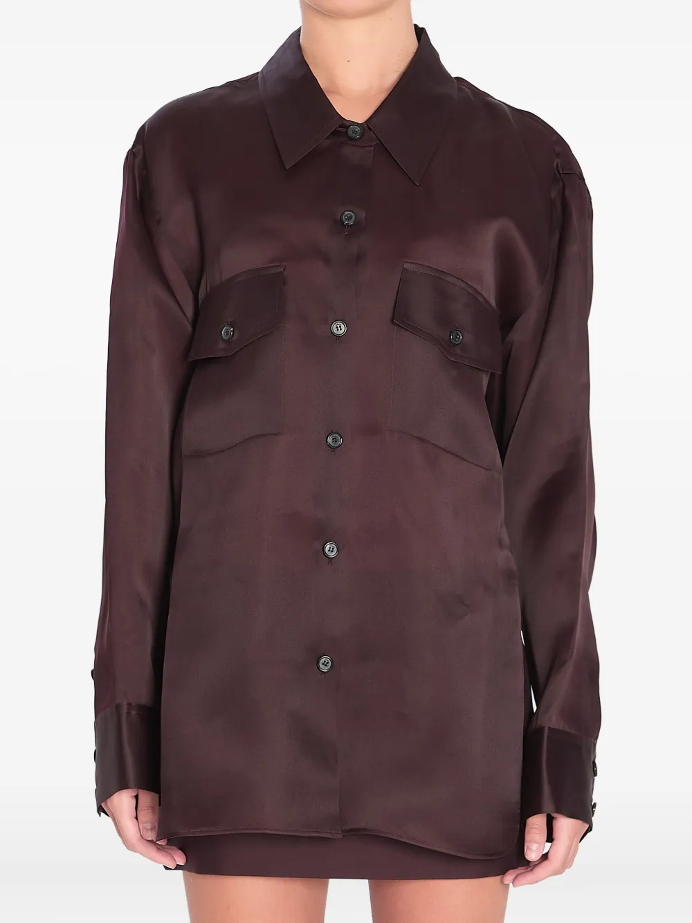 KHAITE Matteo flap-pocket button-front shirt - ブラウン KHAITE Matteo flap-pocket button-front shirt - ブラウン