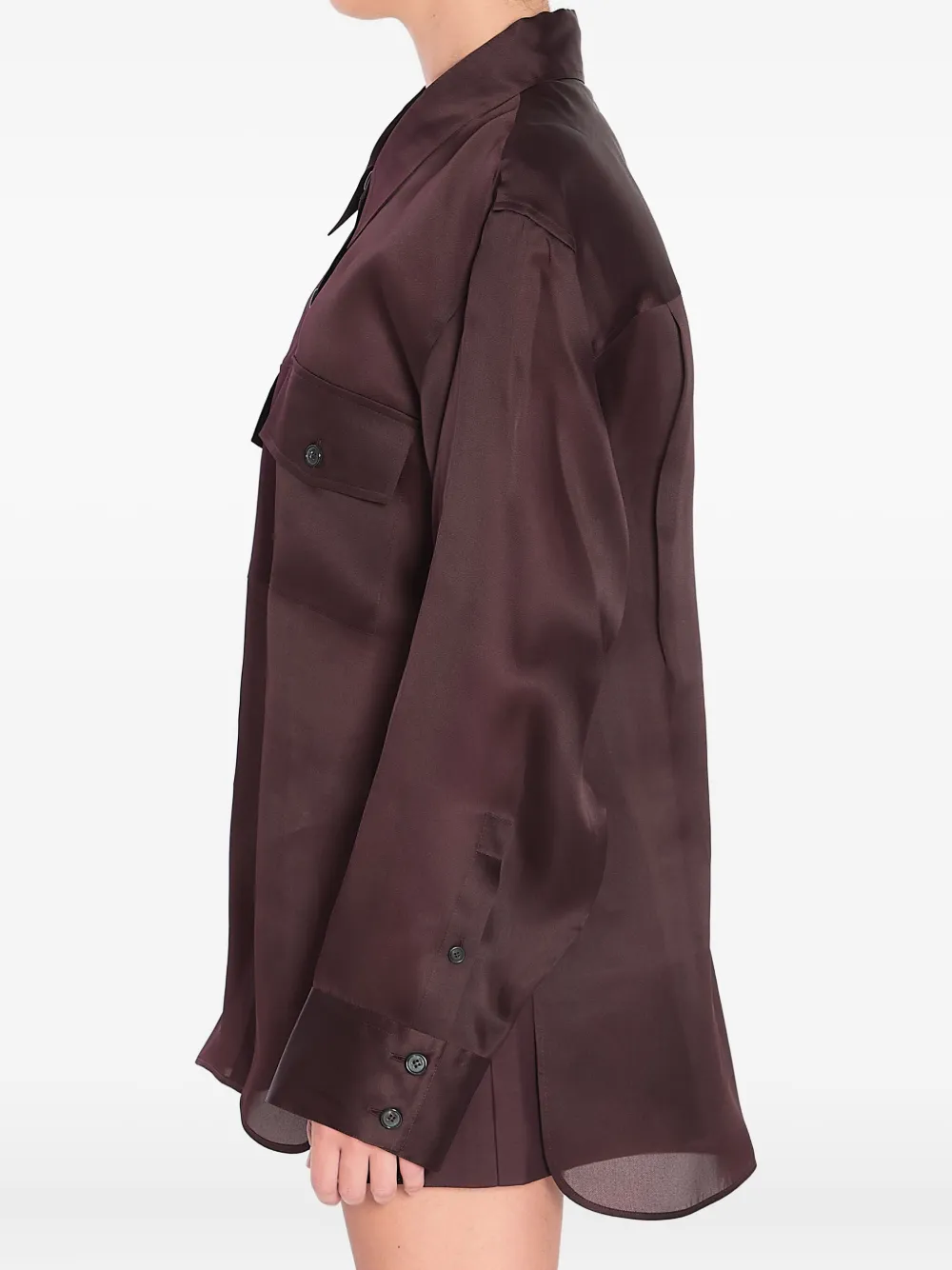 KHAITE Matteo blouse met klepzak en knopen Bruin